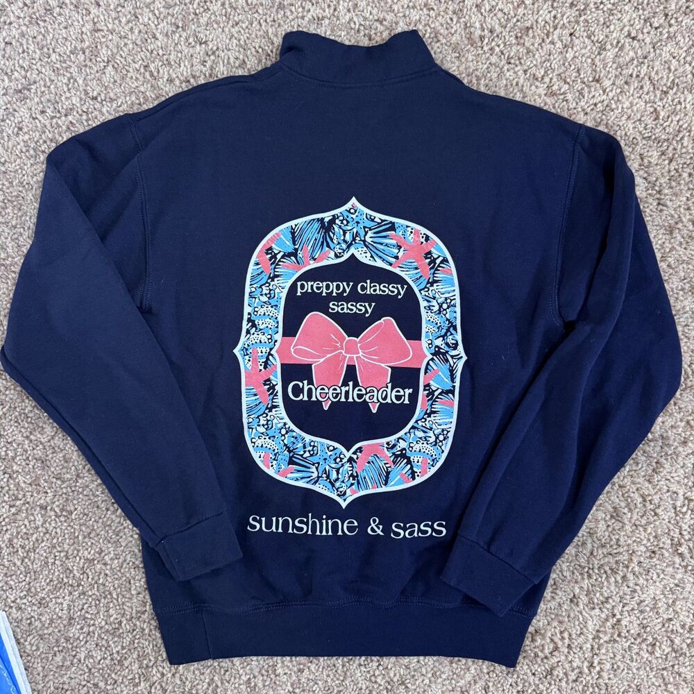 girl size large quarter zip sweatshirt cheer navy youth